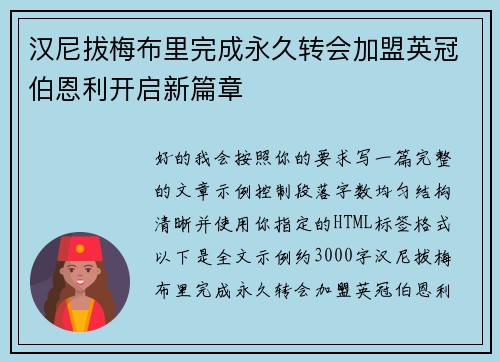 汉尼拔梅布里完成永久转会加盟英冠伯恩利开启新篇章